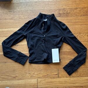 Lululemon it’s rulu run cropped 1/2 half zip size 4 black nwt